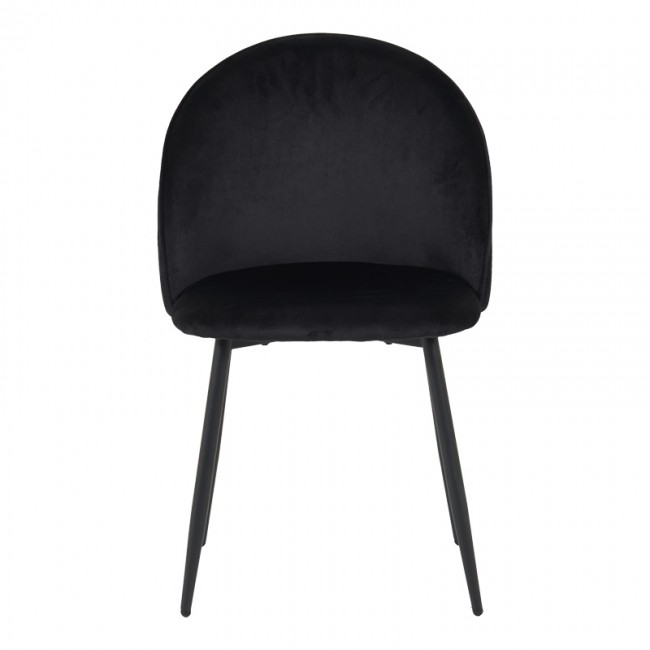 Καρέκλα Perch pakoworld βελούδο σε μαύρη απόχρωση με μαύρα μεταλλικά πόδια 50x43x82εκ