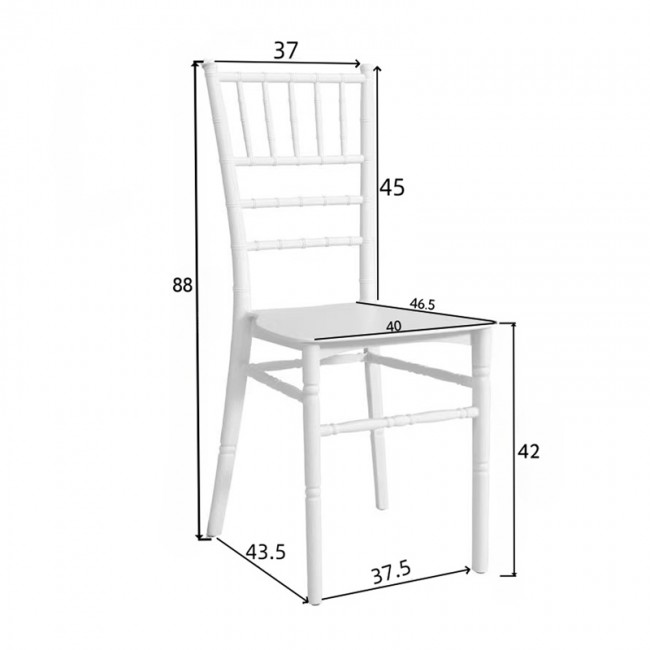 Καρέκλα Tiffany pakoworld pp σε λευκή απόχρωση 40x40x89εκ