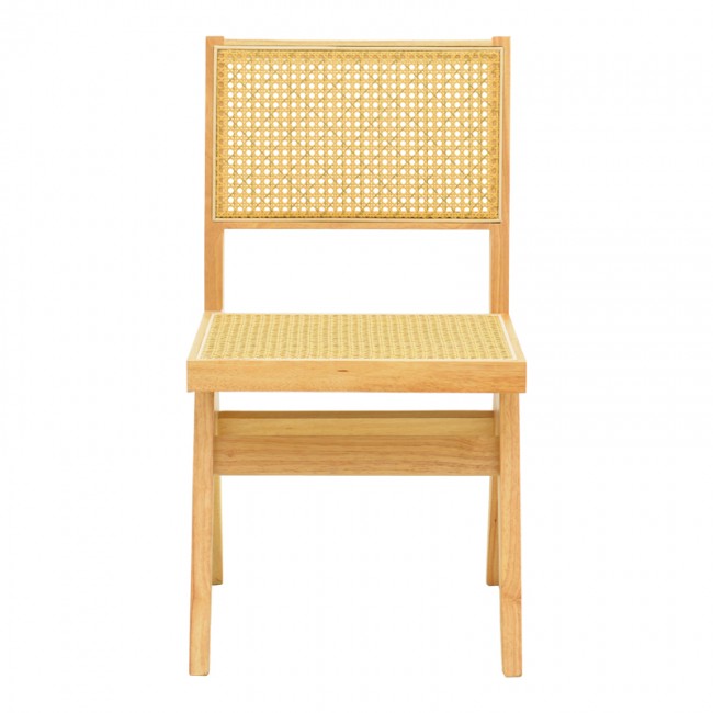 Καρέκλα Winslow pakoworld rubberwood-rattan σε φυσική απόχρωση 46x58x80εκ