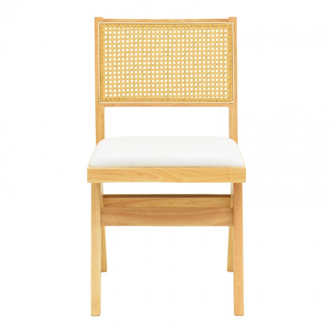 Καρέκλα Winslow pakoworld rubberwood σε φυσική απόχρωση-ύφασμα λευκό 46x58x80εκ