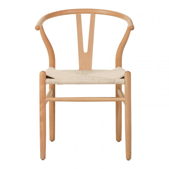 Καρέκλα Wishbone pakoworld rubberwood-σχοινί σε φυσική απόχρωση 60x51x80εκ