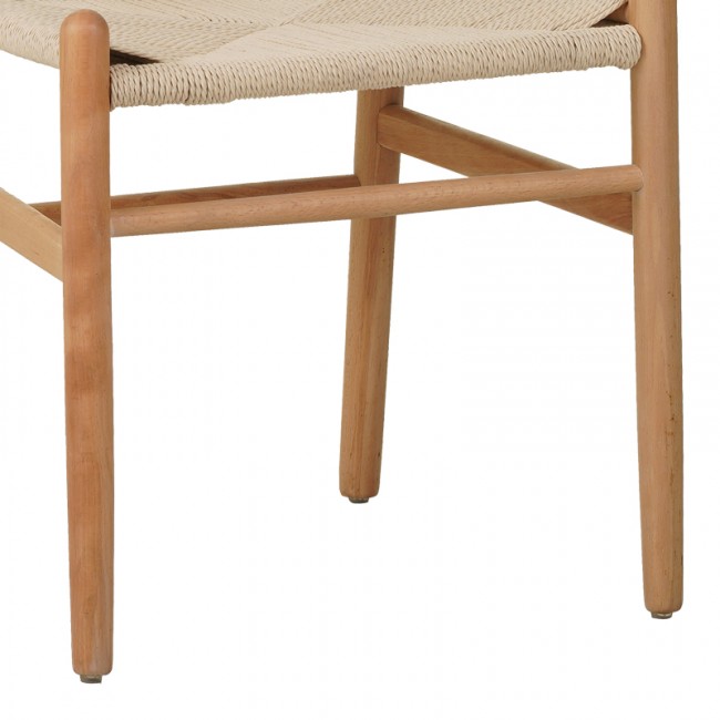 Καρέκλα Wishbone pakoworld rubberwood-σχοινί σε φυσική απόχρωση 60x51x80εκ