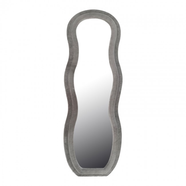 Καθρέπτης Glinde Inart βελούδο σε γκρι απόχρωση 50x3.3x150εκ