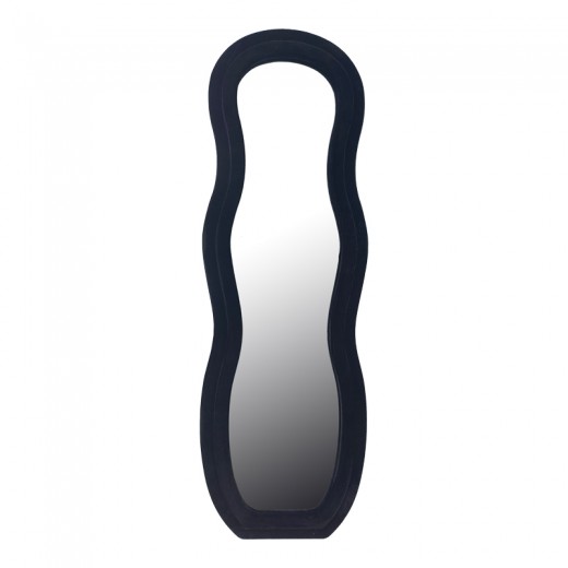 Καθρέπτης Glinde Inart βελούδο σε μαύρη απόχρωση 50x3.3x150εκ