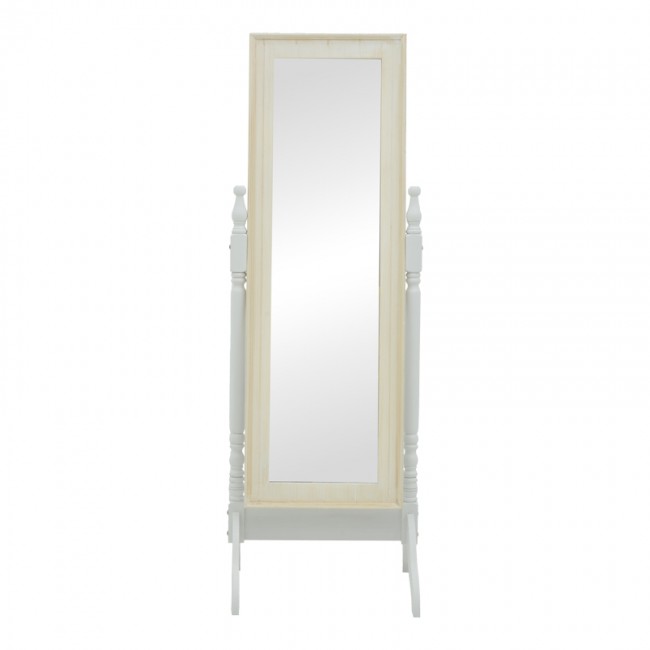Καθρέπτης Malone Inart mdf σε λευκή αντικέ απόχρωση 55x50x160εκ