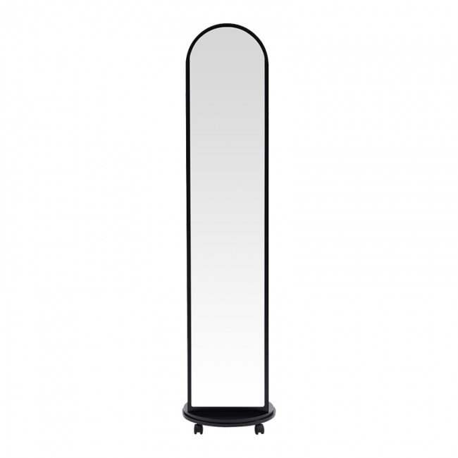 Καθρέπτης τροχήλατος Espero pakoworld mdf με ράφια σε μαύρη απόχρωση Φ34x170εκ