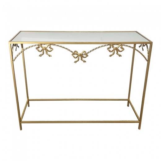Κονσόλα Frensia Inart μέταλλο σε χρυσή απόχρωση 100x30x80εκ