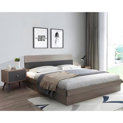 Κρεβάτι Daizy pakoworld διπλό με αποθηκευτικό χώρο ανοιχτό καρυδί-γκρι μελαμίνης 150x200εκ