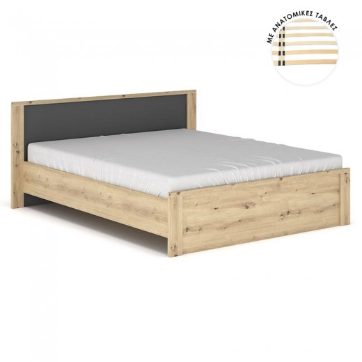 Κρεβάτι Lavinia pakoworld sonoma-ανθρακί 160x200εκ