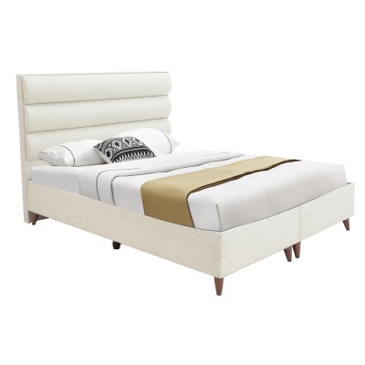 Κρεβάτι διπλό Luxe pakoworld με αποθηκευτικό χώρο κρεμ ύφασμα 160x200εκ