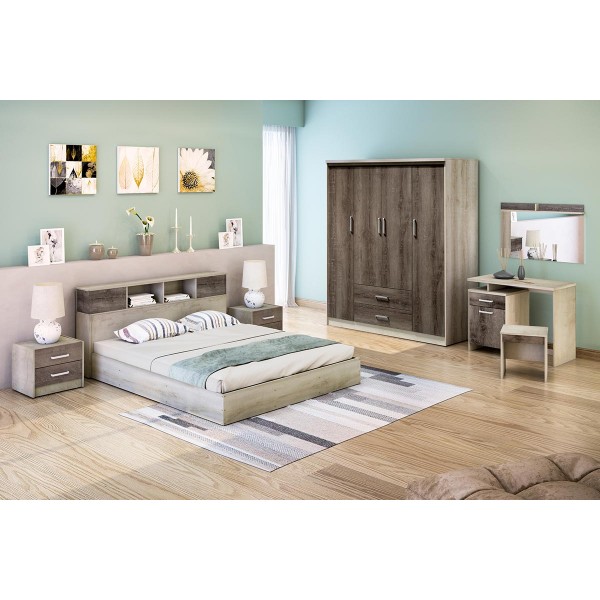 Κρεβάτι διπλό OLYMPUS pakoworld χρώμα castillo-toro 160x200εκ