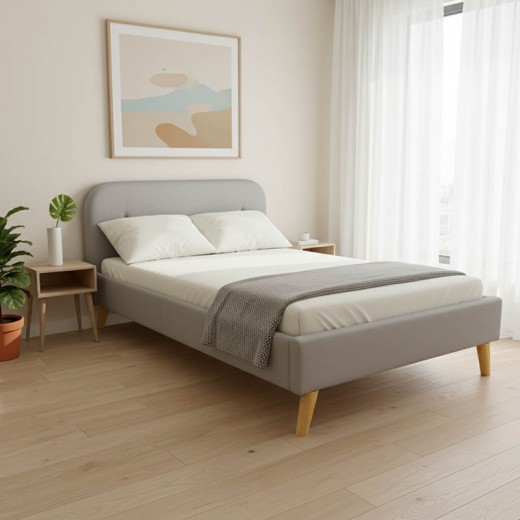 Κρεβάτι LumiLux pakoworld ύφασμα σε γκρι απόχρωση 160x200εκ