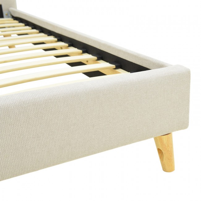 Κρεβάτι LumiLux pakoworld ύφασμα σε μπεζ απόχρωση 100x200εκ