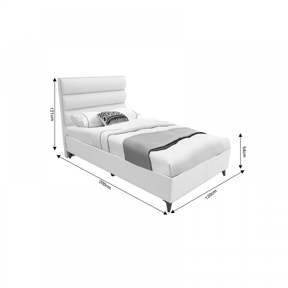 Κρεβάτι μονό Luxe pakoworld με αποθηκευτικό χώρο γκρι ύφασμα 120x200εκ