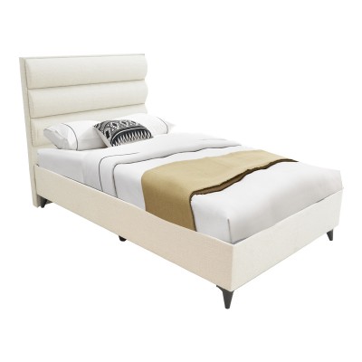 Κρεβάτι μονό Luxe pakoworld με αποθηκευτικό χώρο κρεμ ύφασμα 120x200εκ