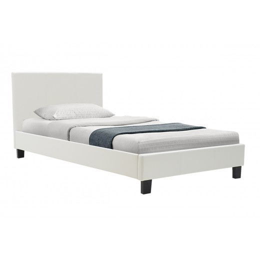 Κρεβάτι Nevil pakoworld 100x200 PU χρώμα λευκό ματ