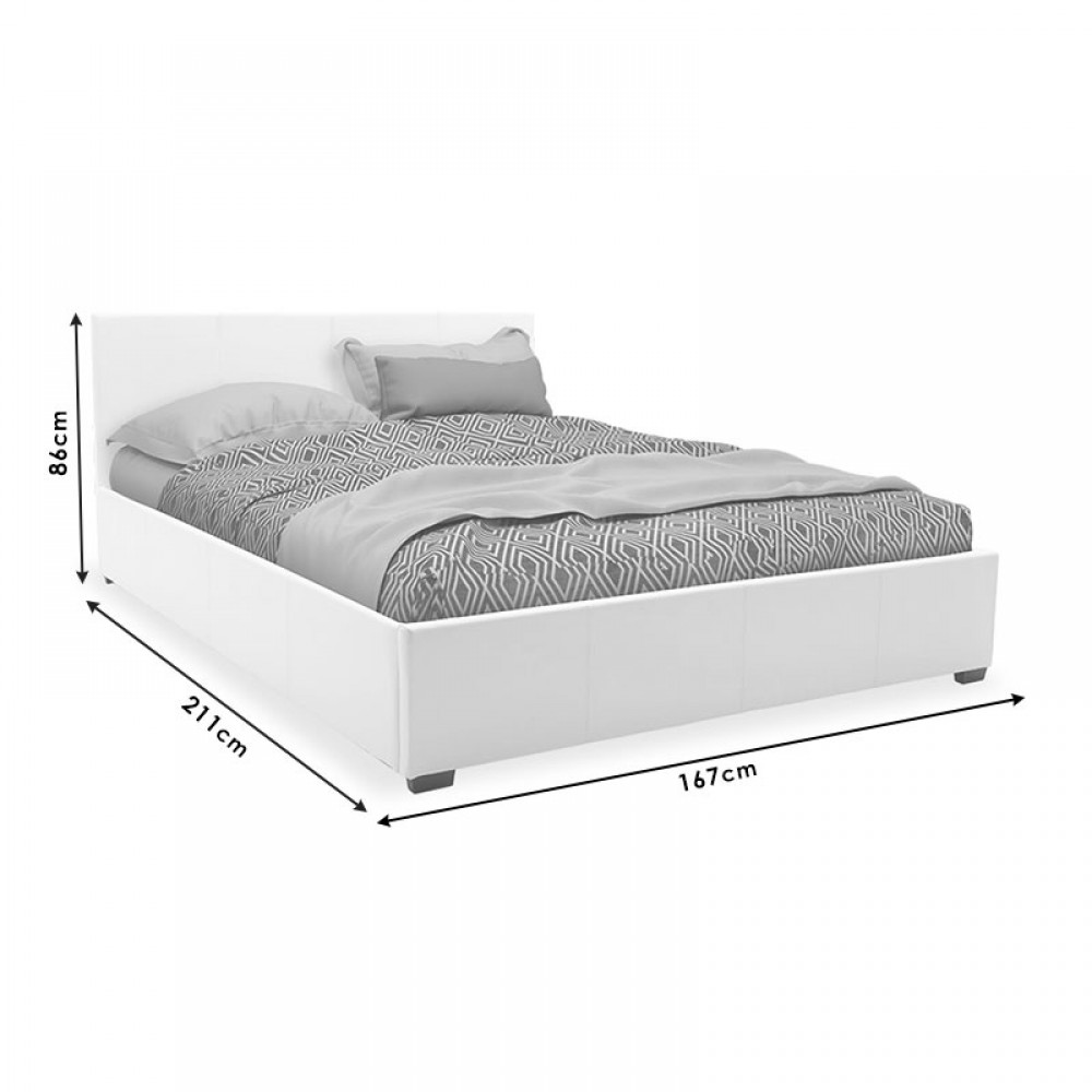Κρεβάτι Norse pakoworld διπλό ύφασμα εκρού με αποθηκευτικό χώρο 160x200εκ