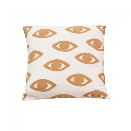 Μαξιλάρι Eyes Inart φυσικό-λευκό ύφασμα 45x45x2.5εκ