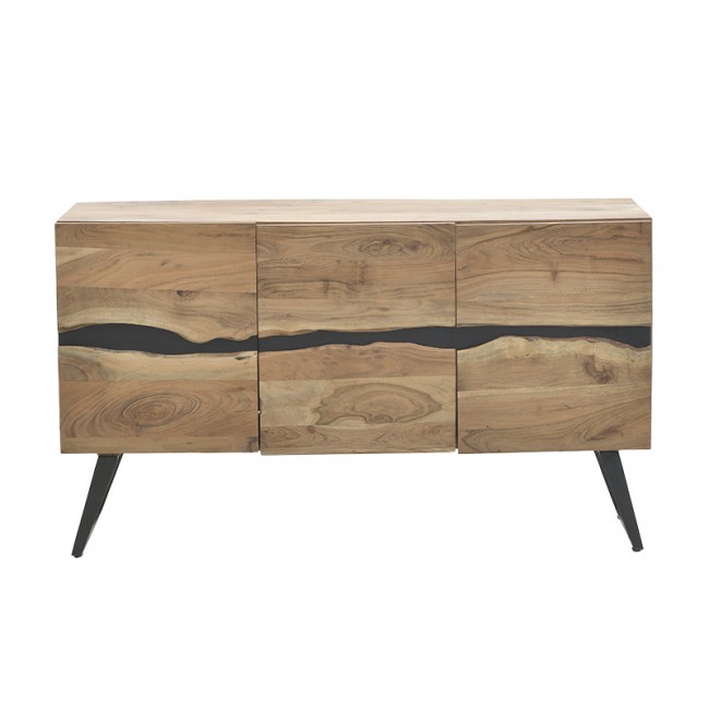 Μπουφές Imena pakoworld μασίφ ξύλο 4εκ φυσικό-μαύρο 148x43.5x86εκ
