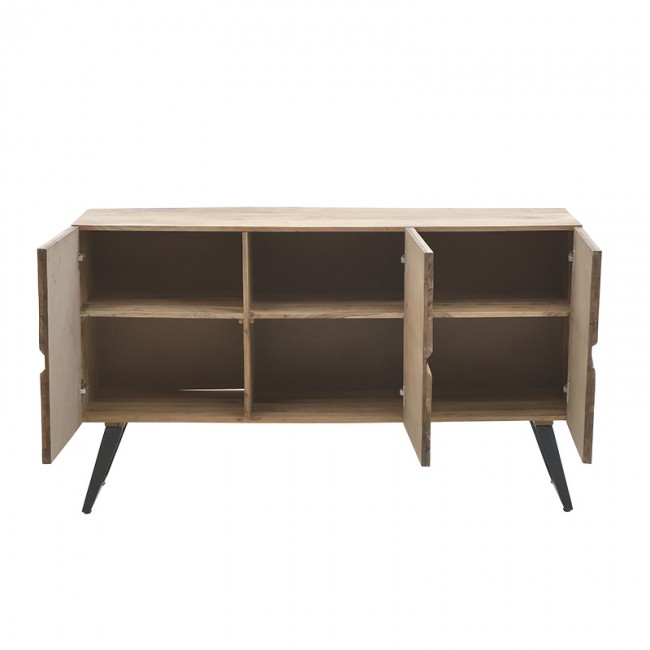 Μπουφές Imena pakoworld μασίφ ξύλο 4εκ φυσικό-μαύρο 148x43.5x86εκ