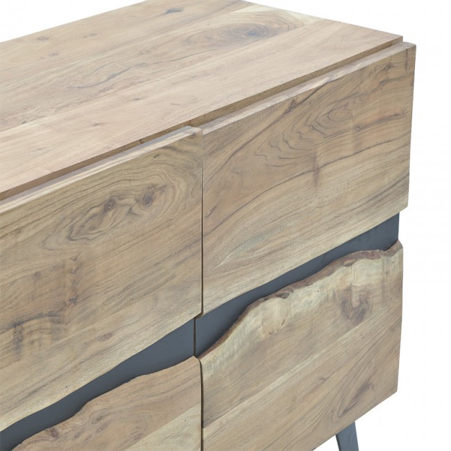 Μπουφές Imena pakoworld μασίφ ξύλο 4εκ φυσικό-μαύρο 148x43.5x86εκ