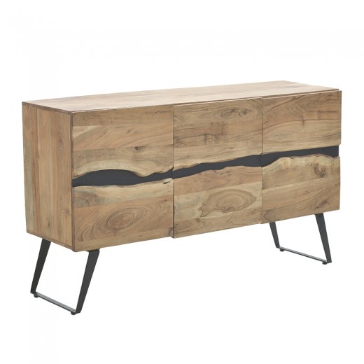 Μπουφές Imena pakoworld μασίφ ξύλο 4εκ φυσικό-μαύρο 148x43.5x86εκ