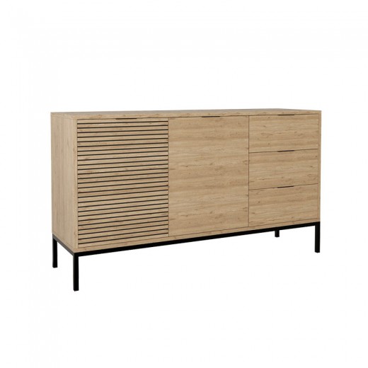 Μπουφές Leodrif pakoworld μελαμίνης oak-μαύρο 140x40x80εκ