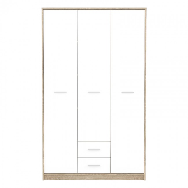 Ντουλάπα ρούχων Serenity pakoworld τρίφυλλη sonoma-λευκό 118.5x54x196.5εκ