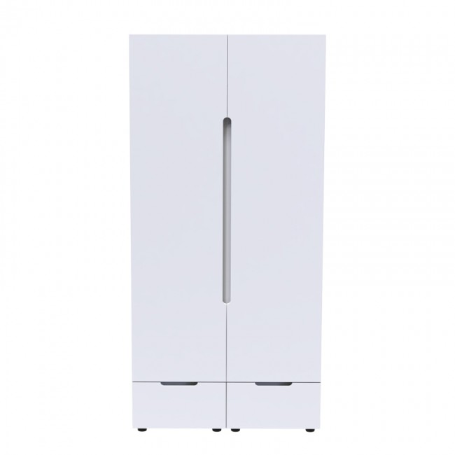 Ντουλάπα δίφυλλη Afina pakoworld mdf σε λευκή glossy απόχρωση 100x57x213εκ