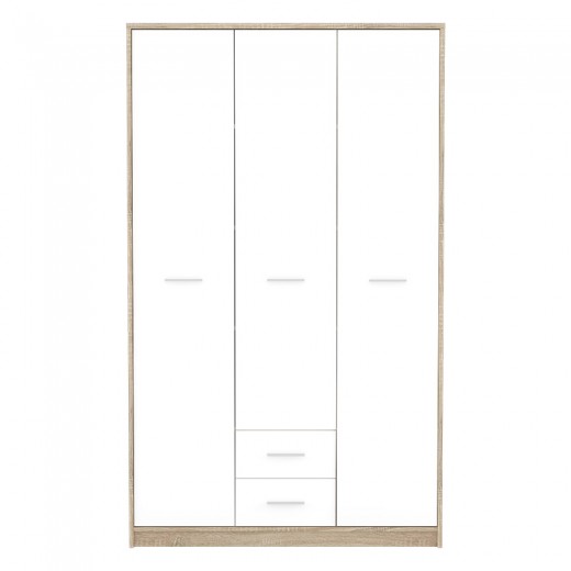 Ντουλάπα ρούχων Serenity pakoworld τρίφυλλη sonoma-λευκό 118.5x54x196.5εκ