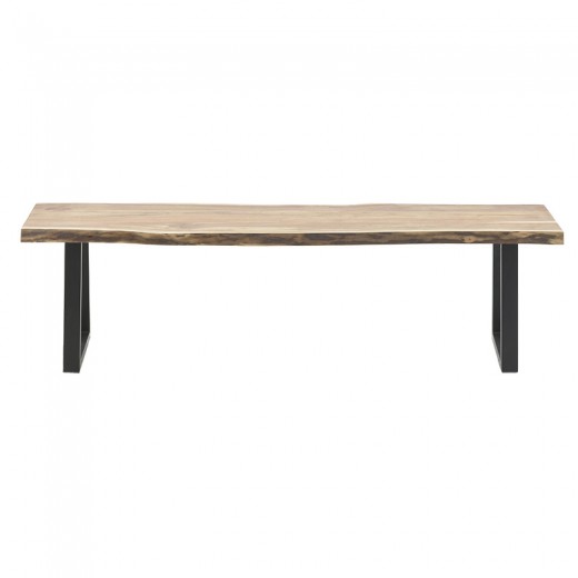 Παγκάκι Miles pakoworld μασίφ ξύλο 4εκ καρυδί-μαύρο 160x40x45εκ