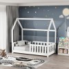 Παιδικό κρεβάτι Bambie με κιγκλίδωμα τ.Montessori pakoworld ξύλο πεύκου σε λευκή απόχρωση 70x140εκ