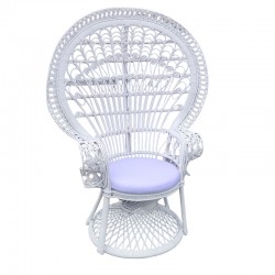 Πολυθρόνα Dorothy Inart με λευκό μαξιλάρι-λευκό rattan 115x53x147εκ