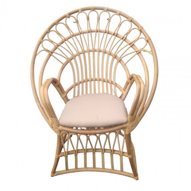 Πολυθρόνα Boloni Inart με μπεζ μαξιλάρι-φυσικό rattan 96x70x120εκ