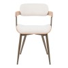 Πολυθρόνα Cameo pakoworld μέταλλο μπρονζέ-white-wash ξύλο-μπέζ ύφασμα 53x49.5x75.5εκ