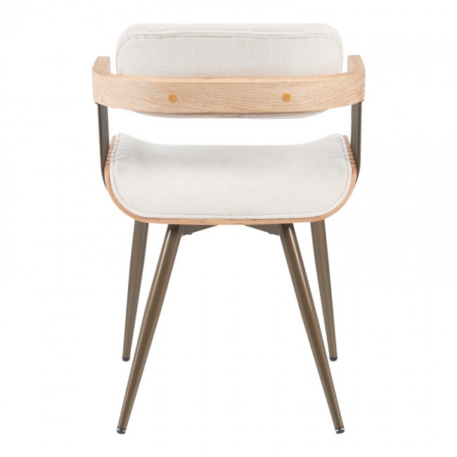 Πολυθρόνα Cameo pakoworld μέταλλο μπρονζέ-white-wash ξύλο-μπέζ ύφασμα 53x49.5x75.5εκ