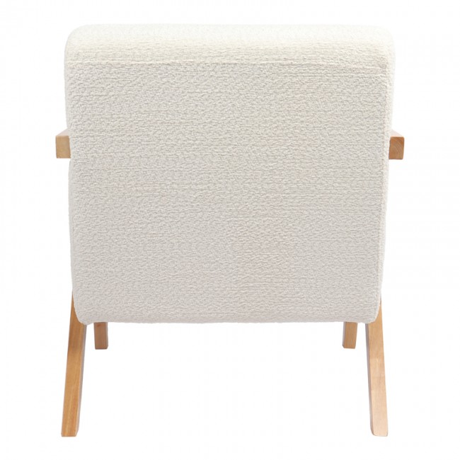 Πολυθρόνα Garifa pakoworld λευκό ύφασμα με πόδι σε φυσική απόχρωση 79x75x75εκ