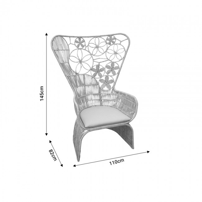 Πολυθρόνα Jake Inart με μπεζ μαξιλάρι-φυσικό rattan 110x86x145εκ