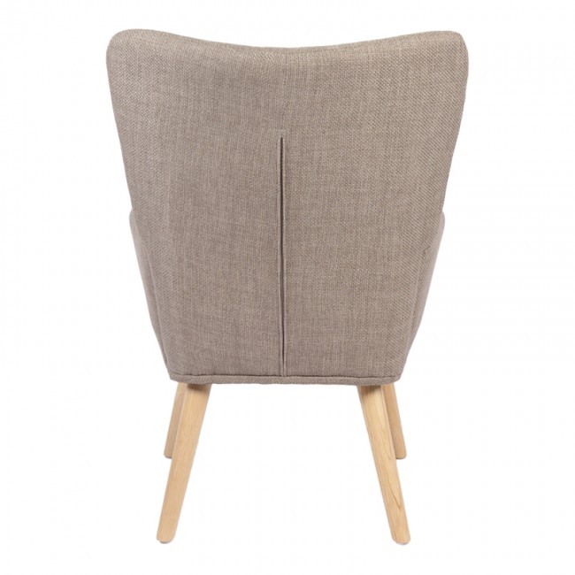 Πολυθρόνα-μπερζέρα Gerlina pakoworld γκρι-μπεζ ύφασμα με πόδι σε φυσική απόχρωση 71x64x94εκ