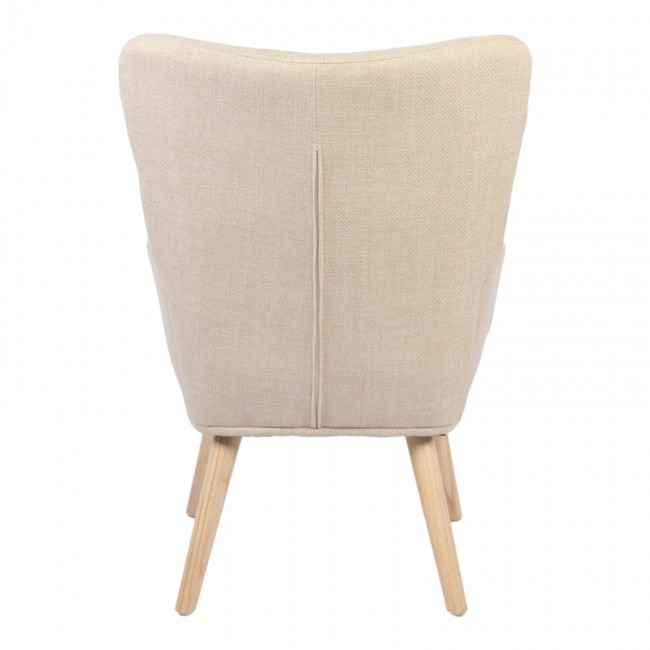 Πολυθρόνα-μπερζέρα Gerlina pakoworld κρεμ ύφασμα με πόδι σε φυσική απόχρωση 71x64x94εκ