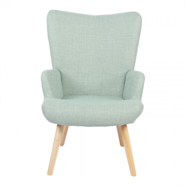 Πολυθρόνα-μπερζέρα Gerlina pakoworld μέντα ύφασμα με πόδι σε φυσική απόχρωση 71x64x94εκ