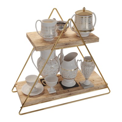 Ραφιέρα επιδαπέδια Cliff pakoworld φυσικό-χρυσό gloss 42x16x38εκ