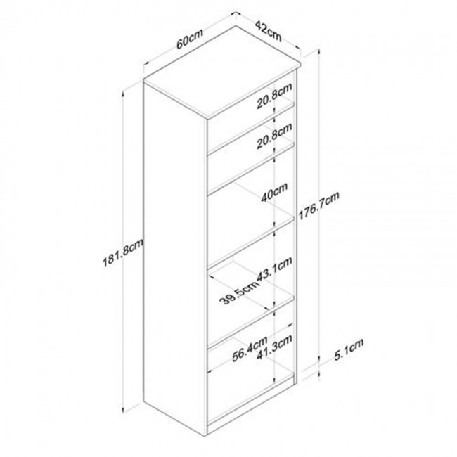 Στήλη Rowan pakoworld λευκό-καρυδί 60x42x182εκ
