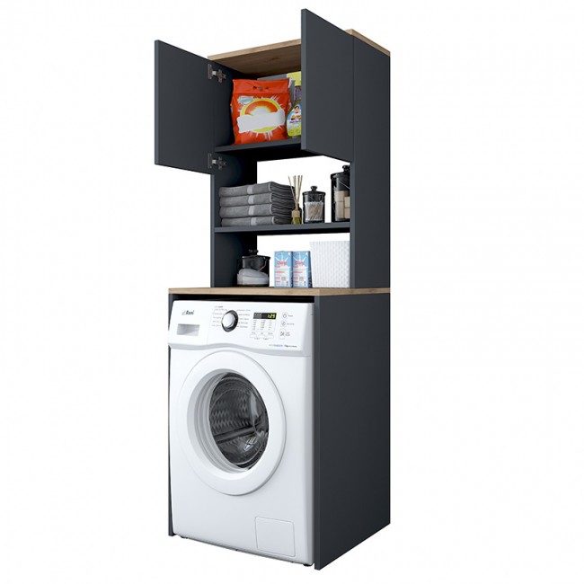 Έπιπλο πλυντηρίου Rasmus pakoworld ανθρακί-φυσικό 65x60x183.6εκ.