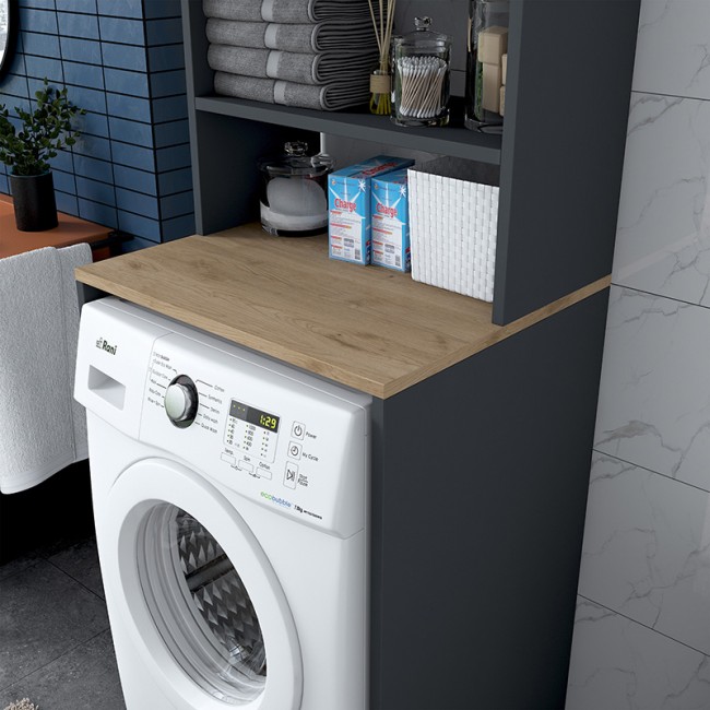 Έπιπλο πλυντηρίου Rasmus pakoworld ανθρακί-φυσικό 65x60x183.6εκ.