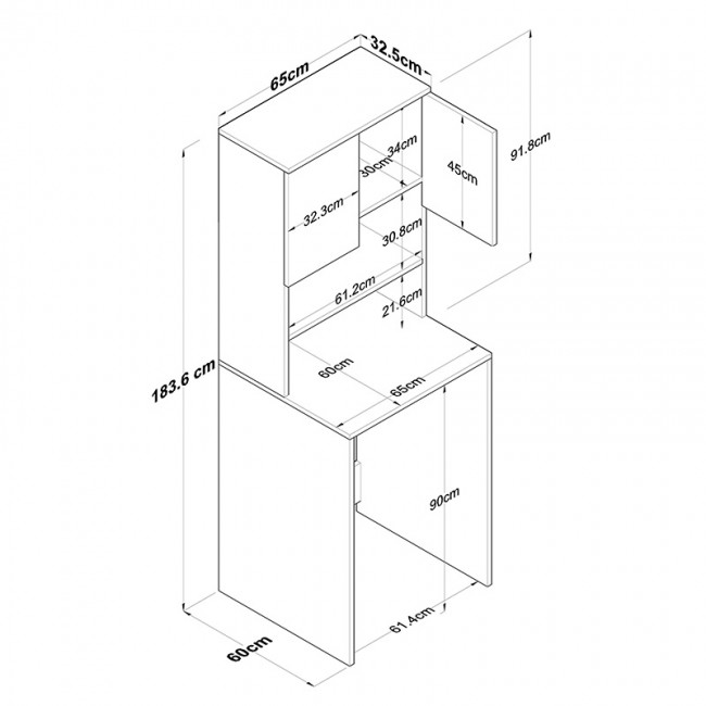 Έπιπλο πλυντηρίου Rasmus pakoworld ανθρακί-φυσικό 65x60x183.6εκ.