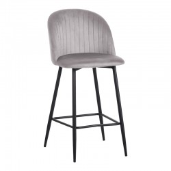 Σκαμπό μπαρ Barow pakoworld βελούδο σε ανοιχτό γκρι απόχρωση με μαύρα μεταλλικά πόδια 53x46.5x96.5 Σκαμπό μπαρ Barow pakoworld βελούδο σε ανοιχτό γκρι απόχρωση με μαύρα μεταλλικά πόδια 53x46.5x96.5