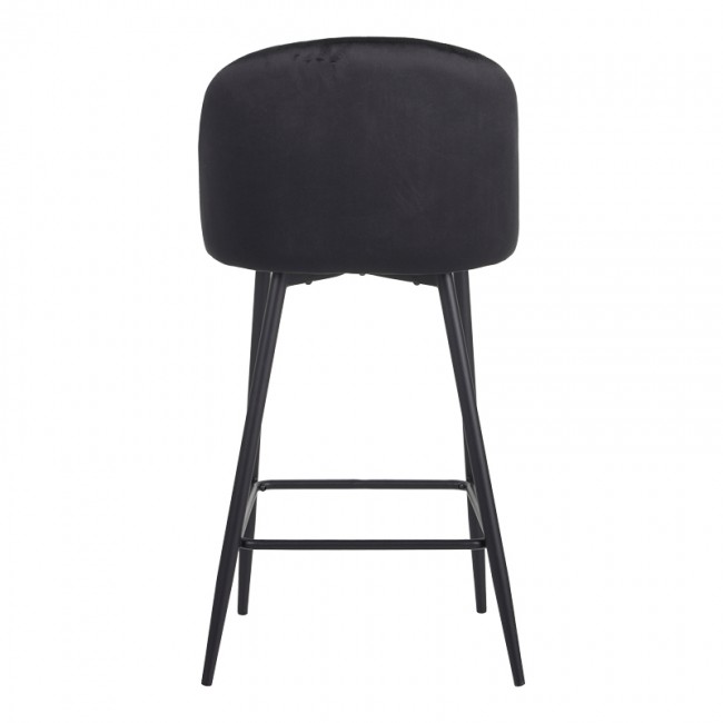 Σκαμπό μπαρ Barow pakoworld βελούδο σε μαύρη απόχρωση με μαύρα μεταλλικά πόδια 53x46.5x96.5