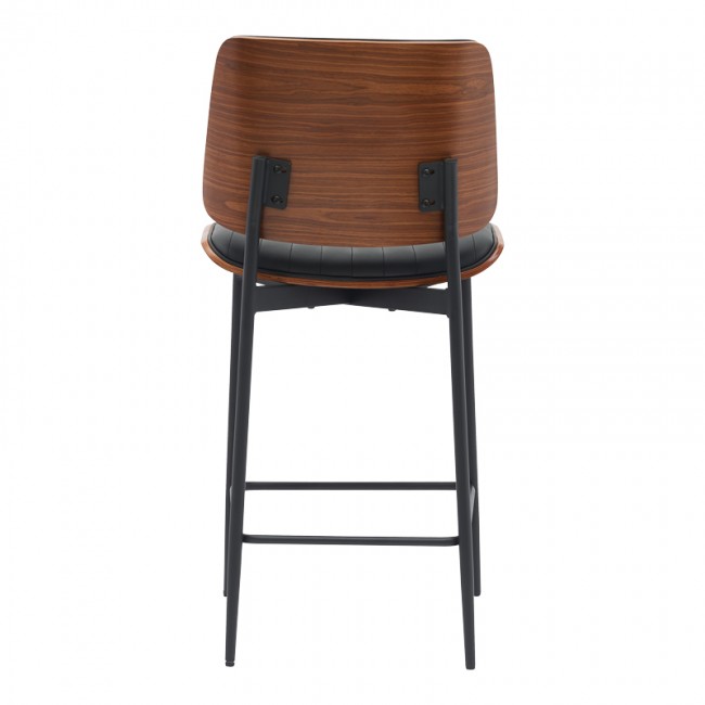 Σκαμπό-μπαρ Kathy pakoworld μαύρο pu-καρυδί μέταλλο 48.5x52.5x96εκ