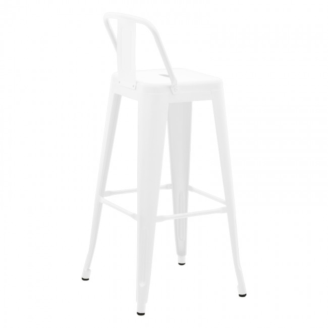 Σκαμπό μπαρ με πλάτη Utopia pakoworld μέταλλο σε λευκή ματ απόχρωση 42x42x97εκ